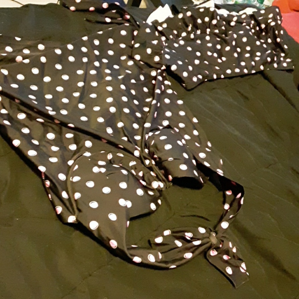 Two Piece pink polka dot
